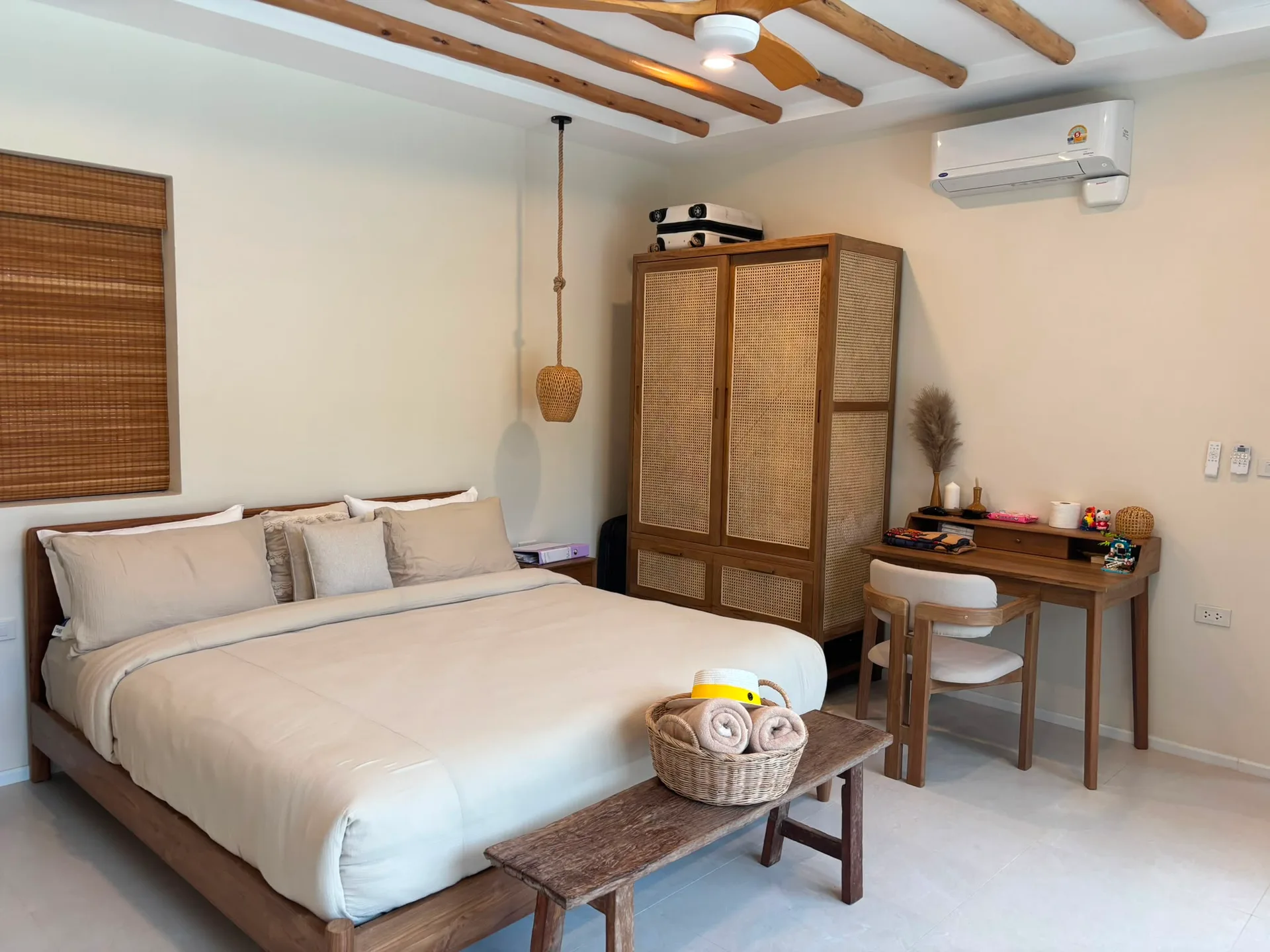 Bright king bedroom inside the Central Villa